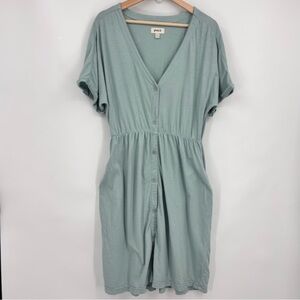 PACT portside organic cotton mid length button front dress Large